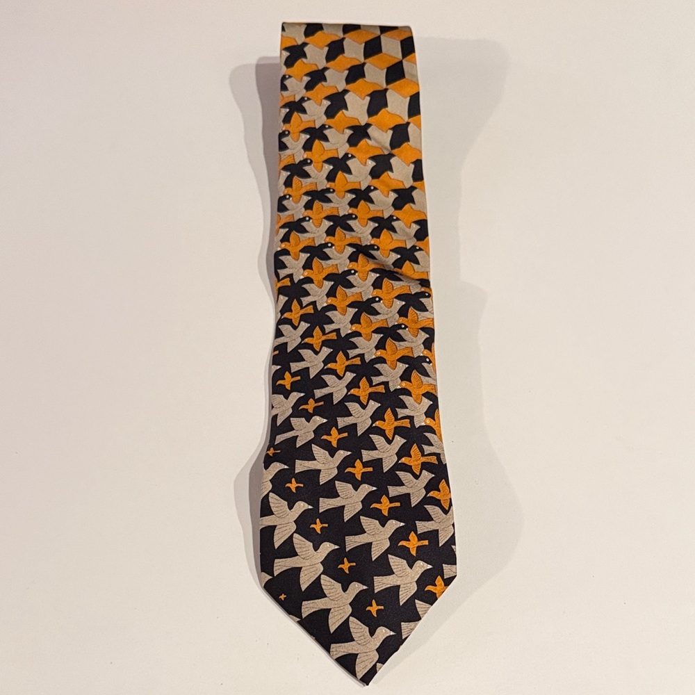 Geometric Black and Orange Tie